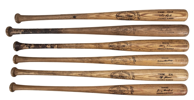 Lot of (6) 1960s & 70s Houston Astros Game Used Bat Collection Including Lee Maye, Luis Pujols, Jimmy Beauchamp, Tommy Helms, Cliff Johnson and Jim Gentile (PSA/DNA)